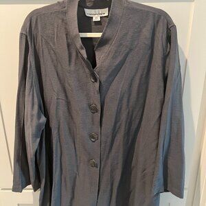 Caroline Rose, Dark Gray Topper/Shirt, Rayon, Size 2X
